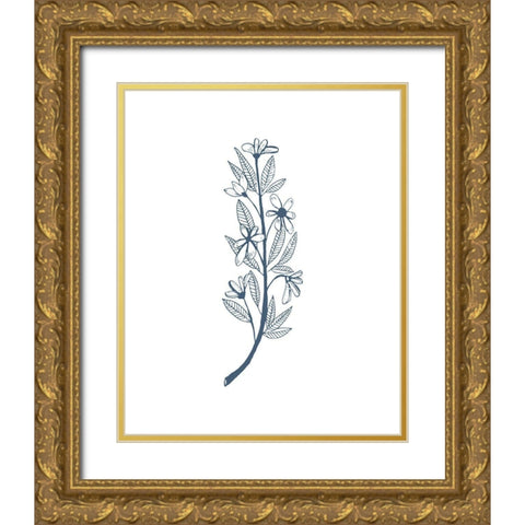 Little Flowers II Gold Ornate Wood Framed Art Print with Double Matting by Wang, Melissa