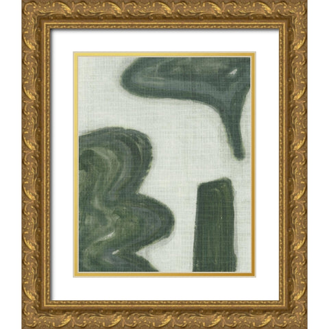 Emerald Forms I Gold Ornate Wood Framed Art Print with Double Matting by Wang, Melissa