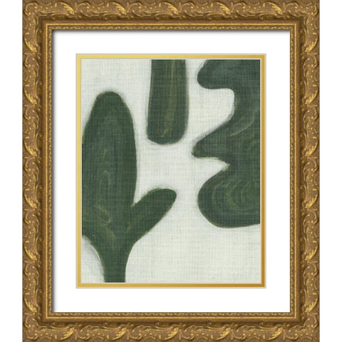 Emerald Forms II Gold Ornate Wood Framed Art Print with Double Matting by Wang, Melissa