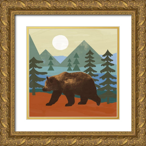 Trailside Animals I Gold Ornate Wood Framed Art Print with Double Matting by Barnes, Victoria
