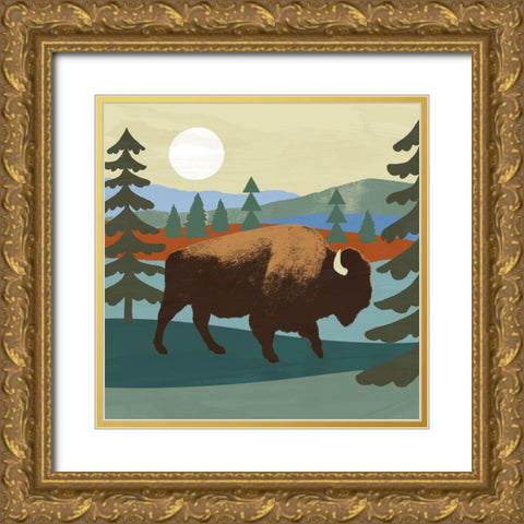 Trailside Animals II Gold Ornate Wood Framed Art Print with Double Matting by Barnes, Victoria