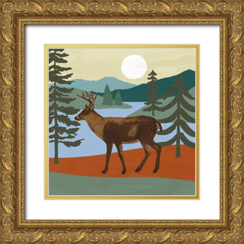 Trailside Animals IV Gold Ornate Wood Framed Art Print with Double Matting by Barnes, Victoria
