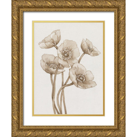 Poppies in Sepia II Gold Ornate Wood Framed Art Print with Double Matting by OToole, Tim