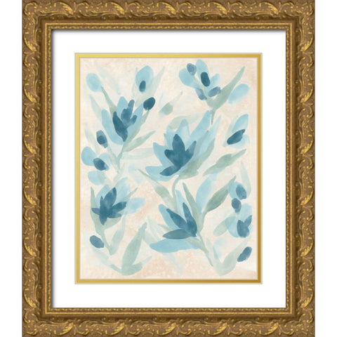 Brush Blossom Field II Gold Ornate Wood Framed Art Print with Double Matting by Vess, June Erica