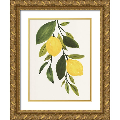 Lemon Branch II Gold Ornate Wood Framed Art Print with Double Matting by Warren, Annie