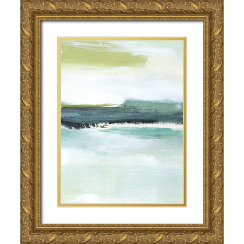 Sea Green Layers III Gold Ornate Wood Framed Art Print with Double Matting by Warren, Annie