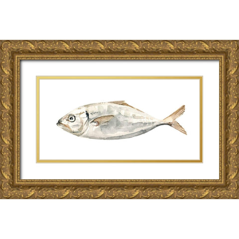 Silver Fish I Gold Ornate Wood Framed Art Print with Double Matting by Caroline, Emma
