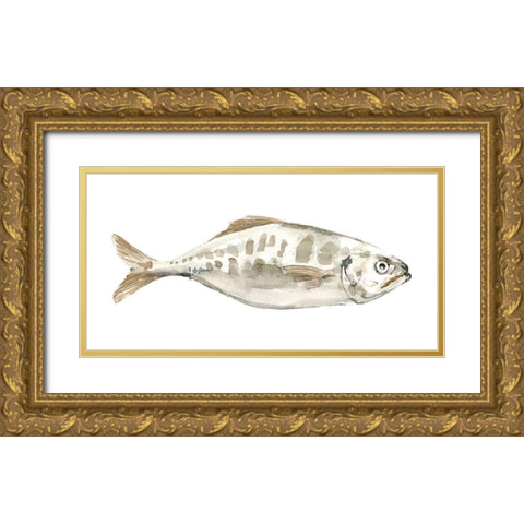 Silver Fish II Gold Ornate Wood Framed Art Print with Double Matting by Caroline, Emma