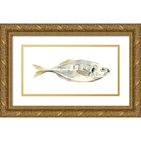 Silver Fish III Gold Ornate Wood Framed Art Print with Double Matting by Caroline, Emma