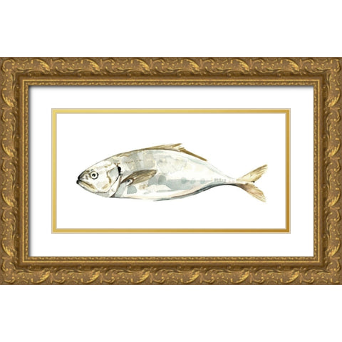 Silver Fish IV Gold Ornate Wood Framed Art Print with Double Matting by Caroline, Emma