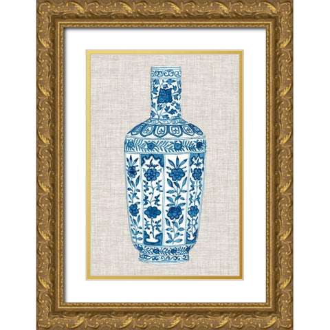 Ming Vase on Linen VI Gold Ornate Wood Framed Art Print with Double Matting by McCavitt, Naomi