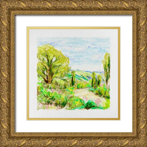 Summer Field I Gold Ornate Wood Framed Art Print with Double Matting by Wang, Melissa