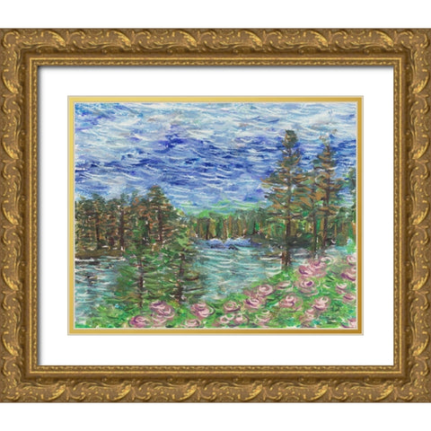 Burnt Lake I Gold Ornate Wood Framed Art Print with Double Matting by Wang, Melissa