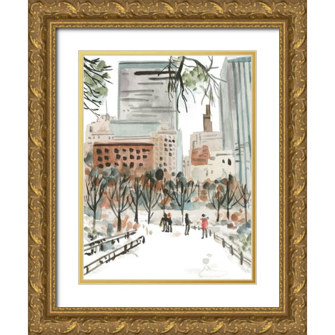 Winter Road I Gold Ornate Wood Framed Art Print with Double Matting by Wang, Melissa