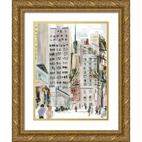 Winter Road II Gold Ornate Wood Framed Art Print with Double Matting by Wang, Melissa