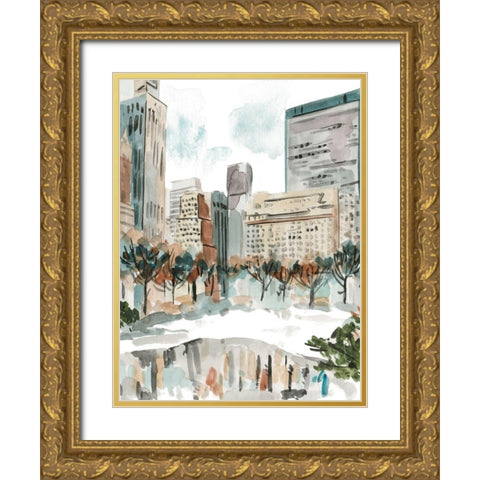 Winter Road IV Gold Ornate Wood Framed Art Print with Double Matting by Wang, Melissa