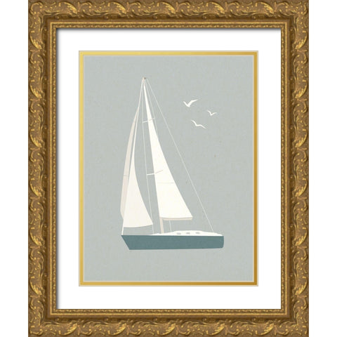 Sailboat Shapes II Gold Ornate Wood Framed Art Print with Double Matting by Barnes, Victoria