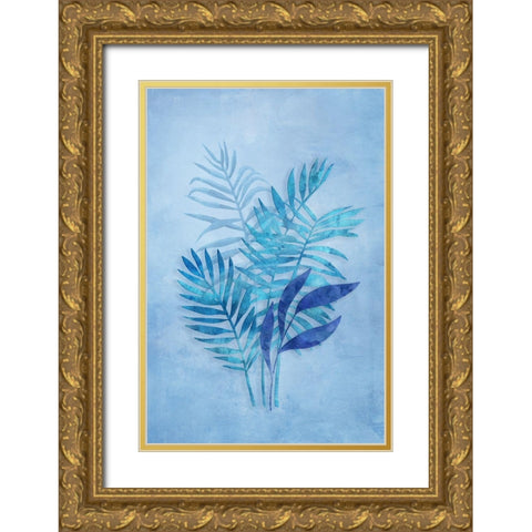 Tropical Night in Blue III Gold Ornate Wood Framed Art Print with Double Matting by Haase, Andrea