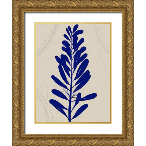 Blue Print Botanical I Gold Ornate Wood Framed Art Print with Double Matting by Holman, Nicholas
