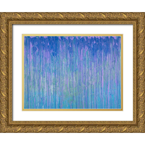 Peri Irises Gold Ornate Wood Framed Art Print with Double Matting by Guererra, Teodora