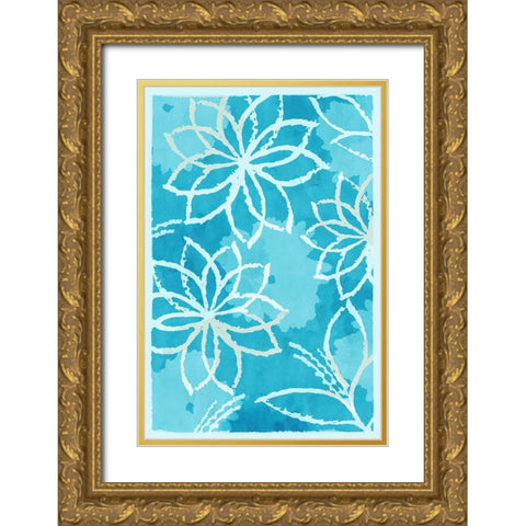 Blue Botanical I Gold Ornate Wood Framed Art Print with Double Matting by Kouta, Flora