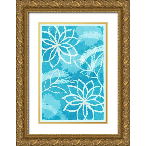 Blue Botanical II Gold Ornate Wood Framed Art Print with Double Matting by Kouta, Flora