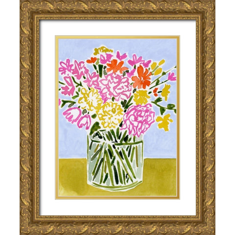 Fresh Flower Assortment I Gold Ornate Wood Framed Art Print with Double Matting by Barnes, Victoria