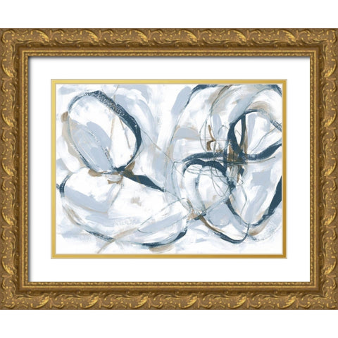 Indigo Cloverleaf I Gold Ornate Wood Framed Art Print with Double Matting by Vess, June Erica