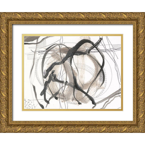 Neutral Motion II Gold Ornate Wood Framed Art Print with Double Matting by Moore, Regina