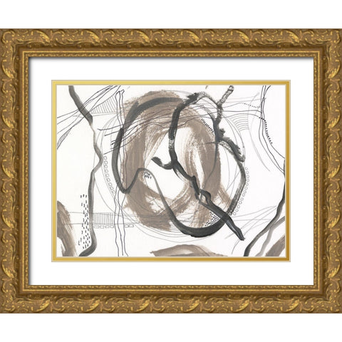 Neutral Motion IV Gold Ornate Wood Framed Art Print with Double Matting by Moore, Regina