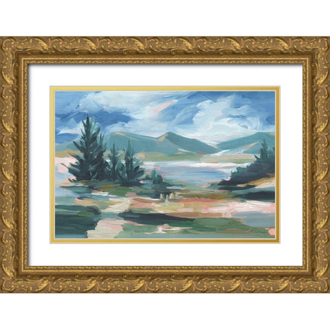 Pastel Lake View I Gold Ornate Wood Framed Art Print with Double Matting by Harper, Ethan