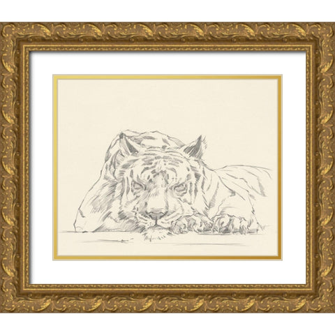 Cat Nap II Gold Ornate Wood Framed Art Print with Double Matting by Harper, Ethan