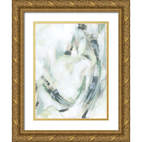 Verdigris Cascade II Gold Ornate Wood Framed Art Print with Double Matting by Vess, June Erica