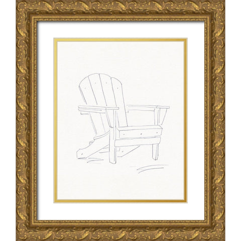Adirondack Chair Sketch I Gold Ornate Wood Framed Art Print with Double Matting by Green, Jacob