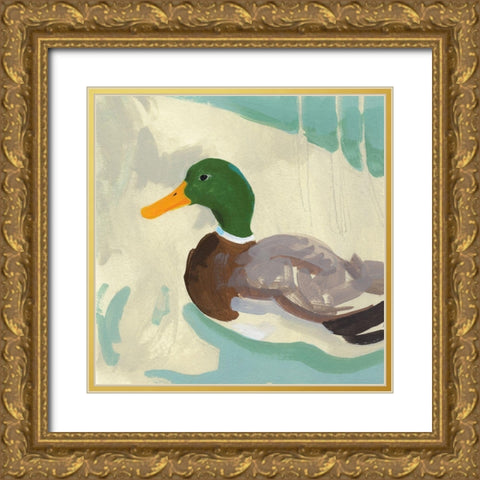 Bathing Mallard II Gold Ornate Wood Framed Art Print with Double Matting by Green, Jacob