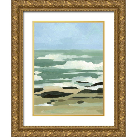 Abstracted Coastline I Gold Ornate Wood Framed Art Print with Double Matting by Caroline, Emma