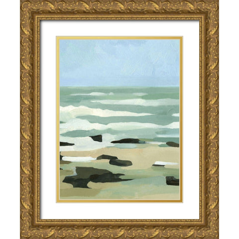 Abstracted Coastline II Gold Ornate Wood Framed Art Print with Double Matting by Caroline, Emma