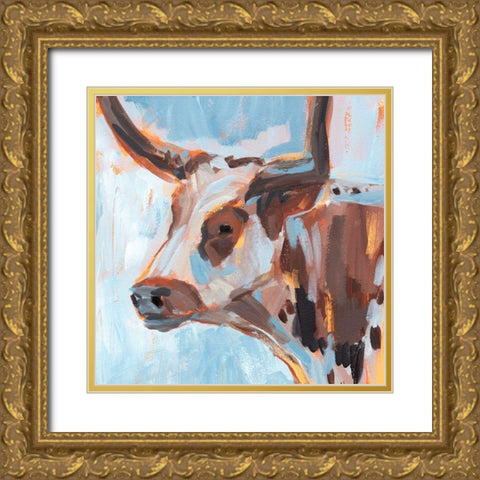 Vivid Cattle II Gold Ornate Wood Framed Art Print with Double Matting by Warren, Annie