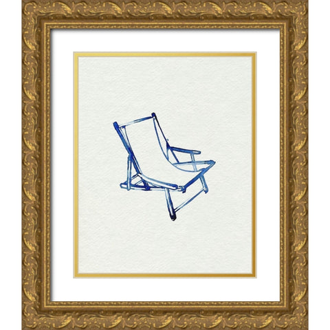 Beach Chairs I Gold Ornate Wood Framed Art Print with Double Matting by Parker, Jennifer Paxton