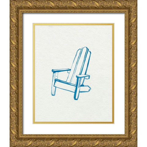 Beach Chairs II Gold Ornate Wood Framed Art Print with Double Matting by Parker, Jennifer Paxton