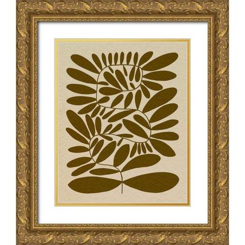 70s Sprig I Gold Ornate Wood Framed Art Print with Double Matting by Caroline, Emma