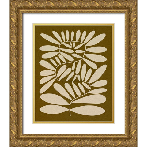 70s Sprig II Gold Ornate Wood Framed Art Print with Double Matting by Caroline, Emma