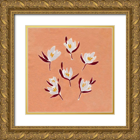 Ditsy Blooms I Gold Ornate Wood Framed Art Print with Double Matting by Caroline, Emma