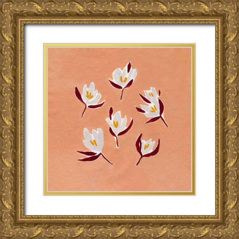 Ditsy Blooms II Gold Ornate Wood Framed Art Print with Double Matting by Caroline, Emma