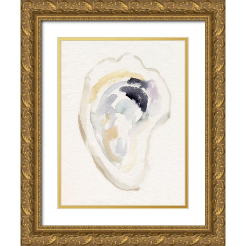 Oyster Shell Watercolor I Gold Ornate Wood Framed Art Print with Double Matting by Barnes, Victoria