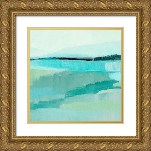 Oceanic Blue IV Gold Ornate Wood Framed Art Print with Double Matting by Warren, Annie