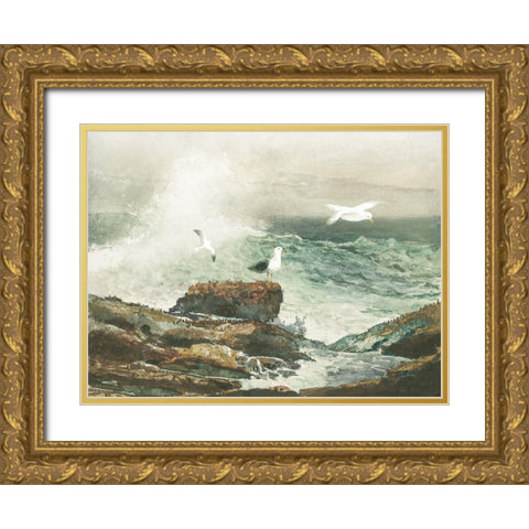 Green Ocean I Gold Ornate Wood Framed Art Print with Double Matting by Hunziker, Steve