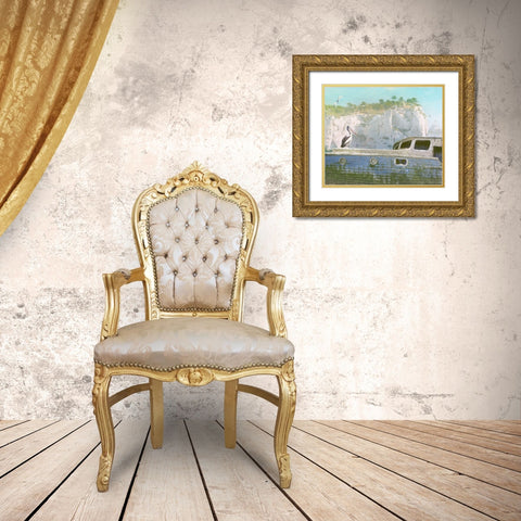 Green Ocean III Gold Ornate Wood Framed Art Print with Double Matting by Hunziker, Steve