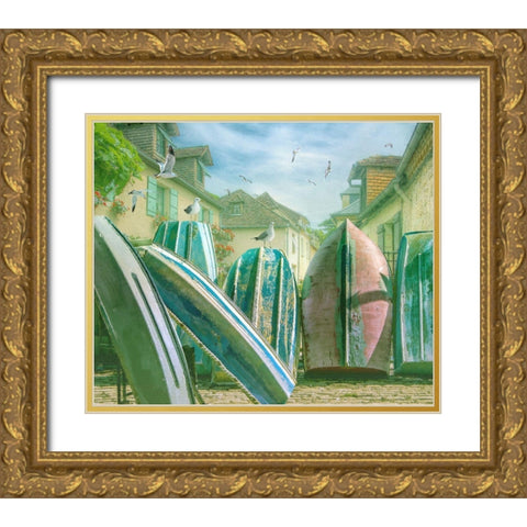 Green Ocean IV Gold Ornate Wood Framed Art Print with Double Matting by Hunziker, Steve