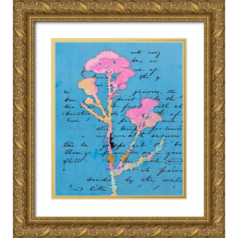 Thistle Notes II Gold Ornate Wood Framed Art Print with Double Matting by Smith, Karen